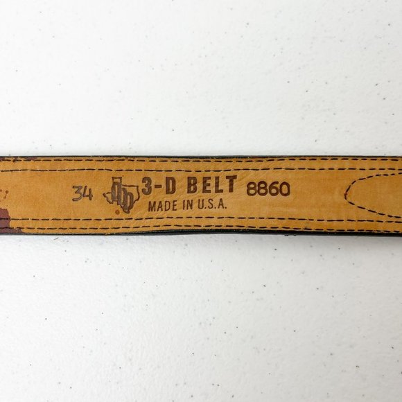 3-D VINTAGE Saddle Blanket Red and Black Leather Belt Size 34 - Picture 8 of 9